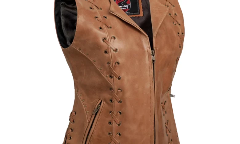 womens leather motorcycle vest